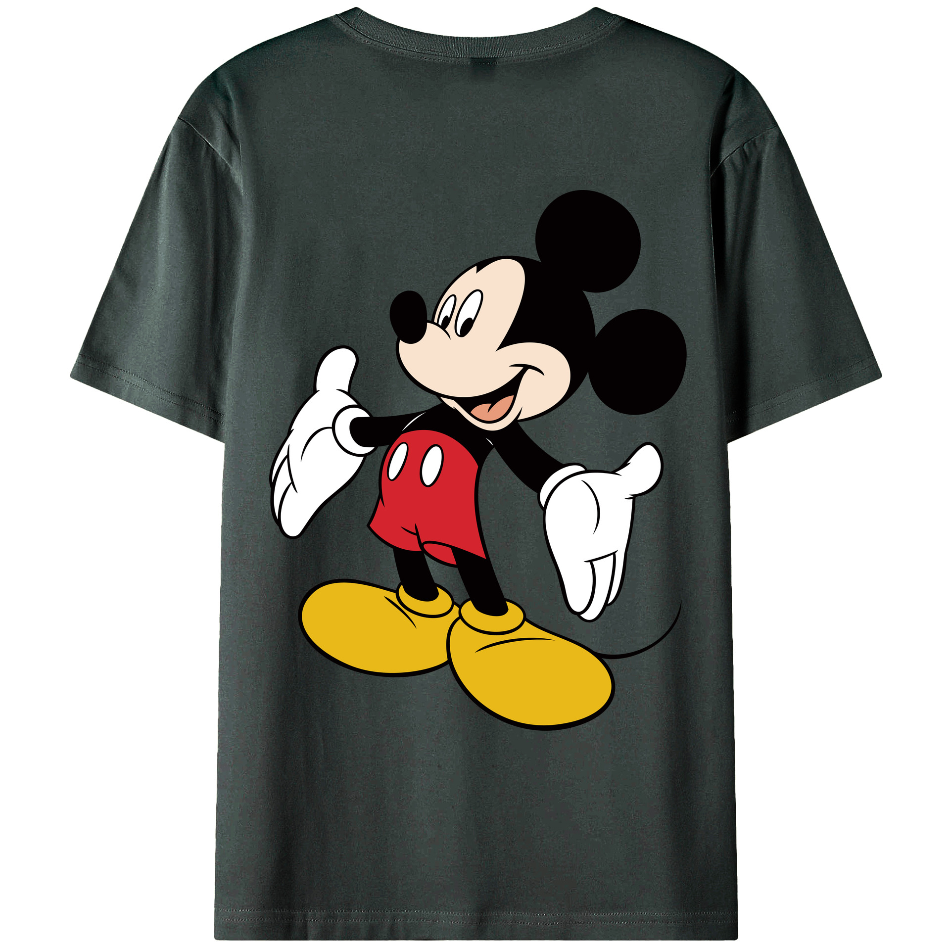 ミッキーマウス Mickey Mouse 綿100％ メンズ半袖Tシャツ（バックプリント） 通気性